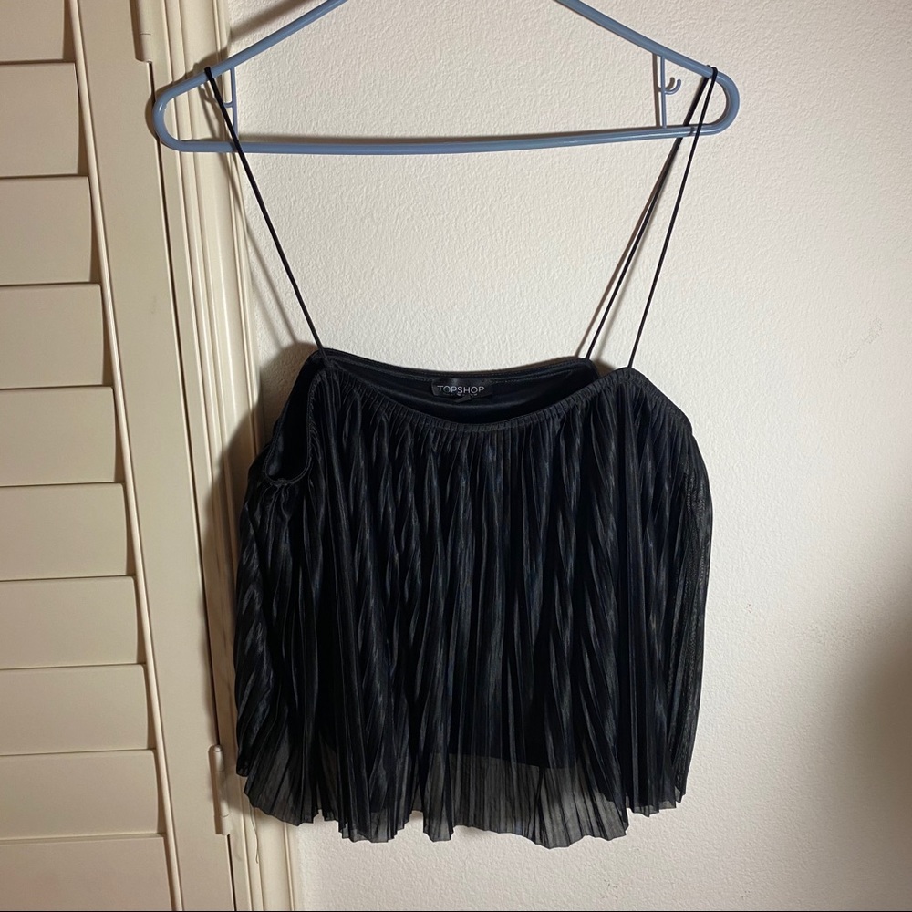 Topshop Pleated Crop Spaghetti Top